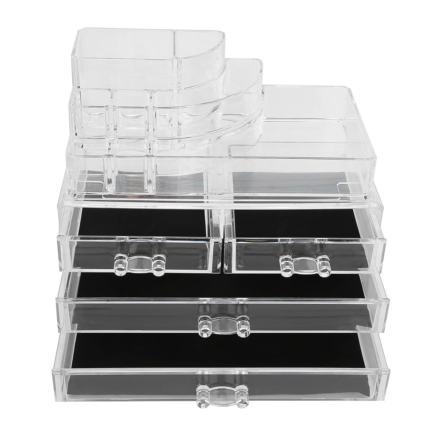 Lipstick Storage Box, Multifunctional Transparent Makeup Storage Box with Detachable Drawer for Cosmetics and Jewelry